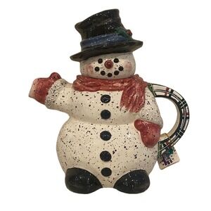 Vintage 1998 Julie Ueland by Enesco Winter Christmas Adorable‎ Snowman Teapot